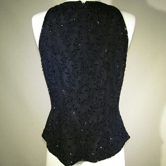 MAE AMI BLACK SEQUINED SLEEVELESS TOP - Picture 2 of 8